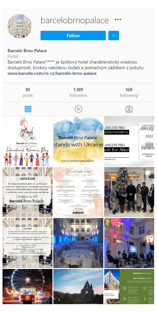 Hotel Barceló Brno Official Instagram account