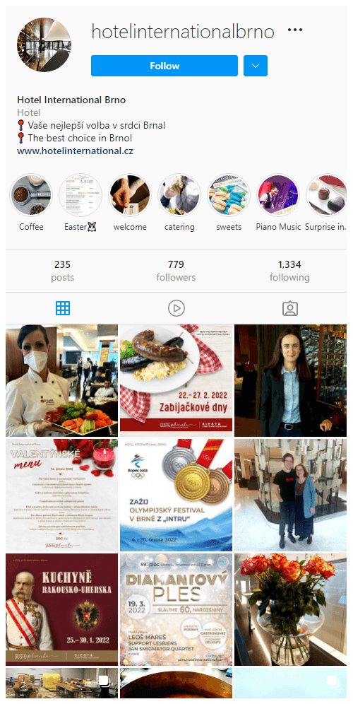 Hotel International Brno Official Instagram account