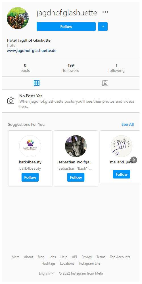 Châteaux Jagdhof Glashütte Official Instagram account