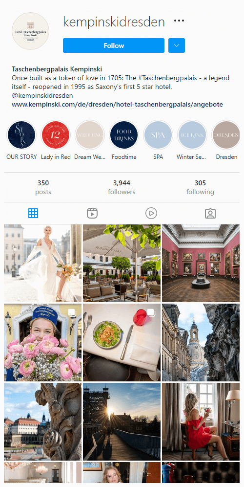 Hotel Kempinski Dresden Official Instagram account