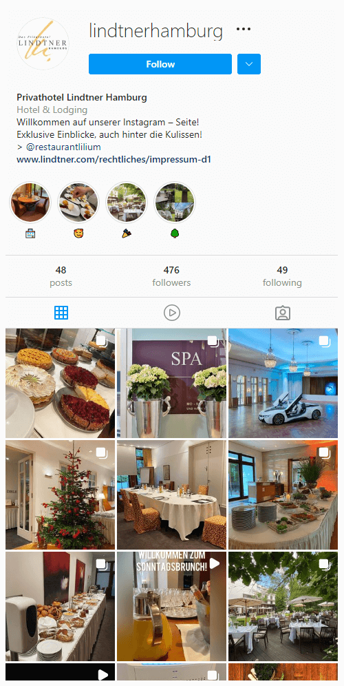 Hotel Lindtner Hamburg Official Instagram account